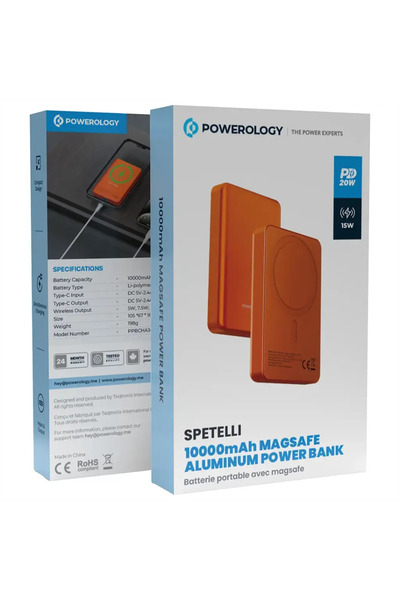 Powerology بنك طاقة سبيتيلي 10000 مللي أمبير في الساعة من الألومنيوم بتقنية M...