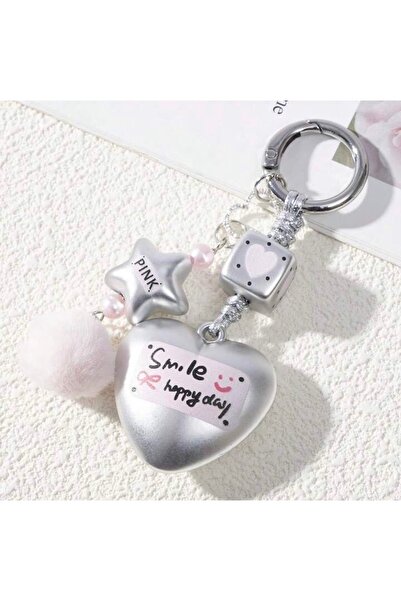 Viranes Inflatable heart, star, and fluffy feather bag accessory, keychain, p...