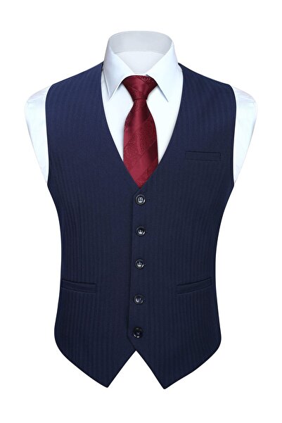 OEM Vestă formală bărbătească cu buzunare, din bumbac, pentru nuntă – Bleumar...