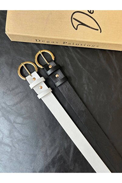 LİA KEMER 2'Li Merge Oval Buckle Jacket Belt, Dress Belt, Trouser Belt