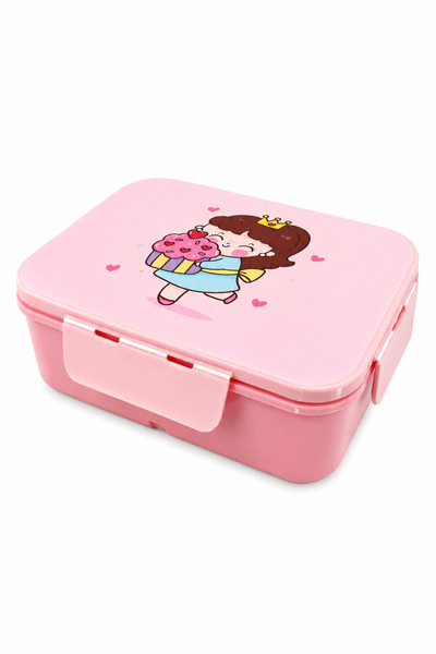 Noki Kids Plastik Lunch Box Pembe Taşıma Kulplu Beslenme Kabı