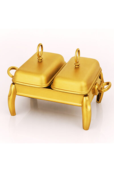 GÜREN 101000202 2-Compartment Rectangular Serving Set with Candle Warmer 2X1....