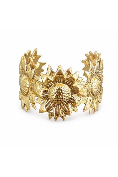 LEROSY CO. Sunflower Steel Adjustable Cuff Bracelet