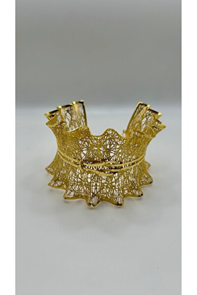 NYR Gold Silver 925 Ayar Gümüş Tokalı Tül Kelepçe Geniş Korse Bileklik