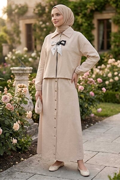 TOFİSA Flar Detailed Double Suit Cream - 28491-ΚΡΕΜ