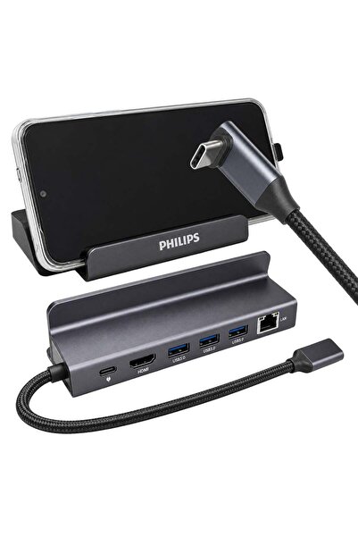 Philips SWR1691A/93 USB-C 6'sı 1 Arada Stand Tasarımlı Hub - 4K 60Hz HDMI, 10...