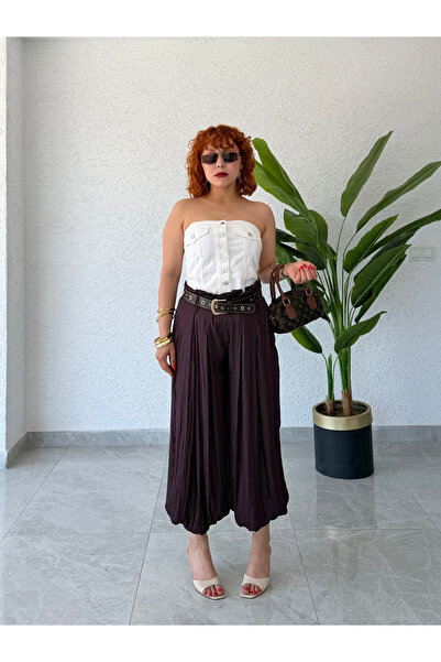 Bak'ap Pantaloni shalwar premium cu talie extra înaltă și curea