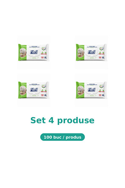 Fibril Bax 4 Pachete Servetele Umede pentru Suprafete, Aroma Fresh Clean, 100...