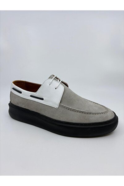 Papuccu Gray White Men's Leather Shoes