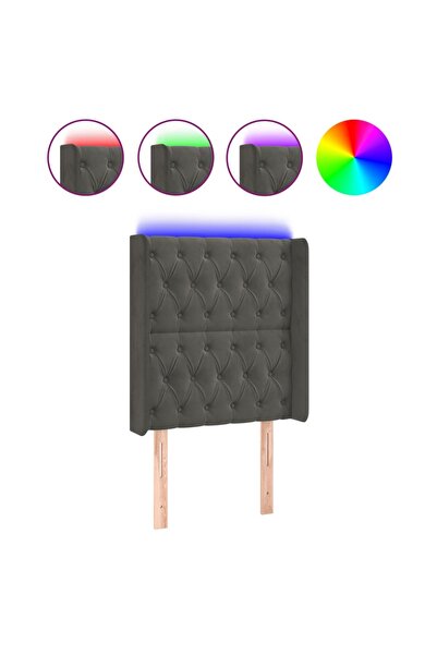vidaxl Tăblie de pat cu LED, gri închis, 83x16x118/128 cm, catifea