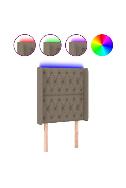 vidaxl Tăblie de pat cu LED, gri taupe, 83x16x118/128 cm, textil