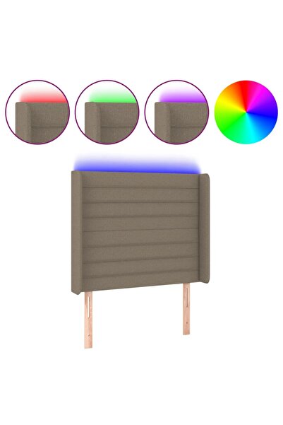 vidaxl Tăblie de pat cu LED, gri taupe, 83x16x118/128 cm, textil