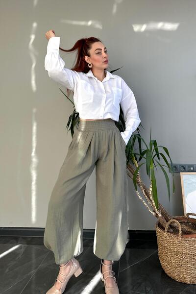 Çiğdem Sonkur Butik Balon Kol Uzun Beyaz Gömlek