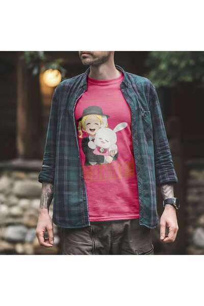 iLovePrints Happy Cartoon Character with Bunny Tshirt