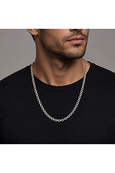 Bk Gift Rolo Chain Necklace Steel Men's Necklace - Non-Tarnishing Men's Steel...