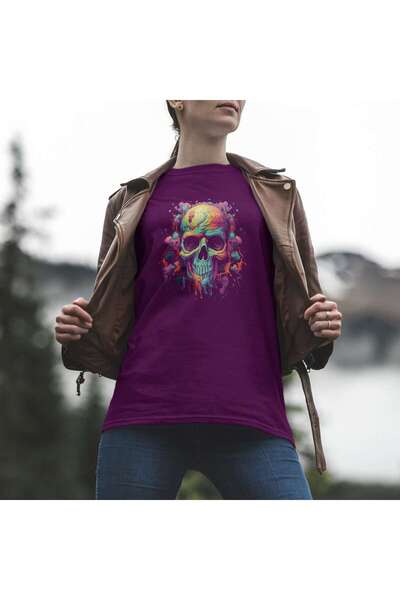 iLovePrints Colorful Abstract Skull Art Tshirt