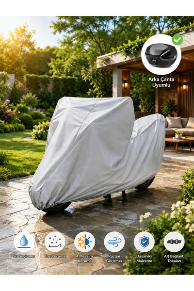 cashen Rks Newlight 125 Pro Compatible Motorcycle Tarpaulin Waterproof Full Protection Gray