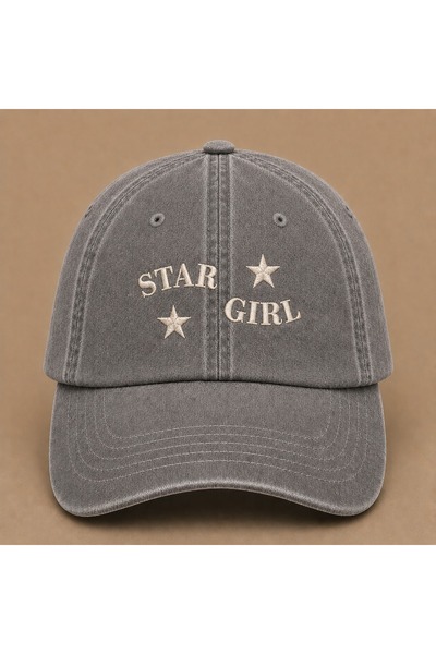 WeavedCo Star Girl Embroidered Vintage Washed Cap Hat