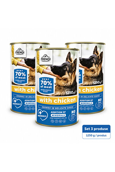 FRENDİ Dog cu Pui, hrana umeda pentru caini, Set 3 conserve, 3 x 1250 g