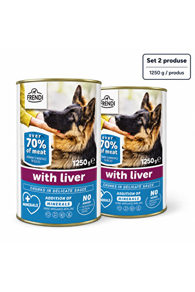 FRENDİ Dog cu Ficat, hrana umeda pentru caini, Set 2 conserve, 2 x 1250 g