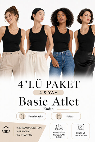 Loule Women's 4-Piece Cotton & Modal Thick Strap Flexible Basic Undershirt - ...