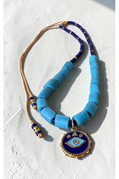 Bensei Takı Dükkanı Bensei Aged Glass and Preciosa Beaded, Adjustable Necklace