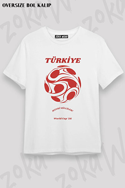 ZOKAWEAR تي شيرت مطبوع عليه كأس العالم للجنسين بتصميم فضفاض لكأس العالم في تر...