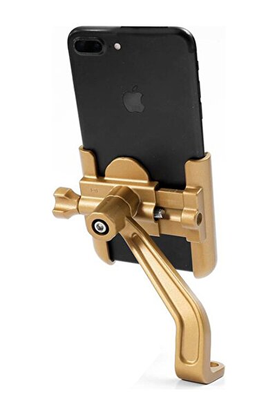 The Kaku Dikiz Ayna Bağlantılı Metal Motosiklet ve Bisiklet Telefon Tutucu Metal Motorsiklet Telefon Tutacağı