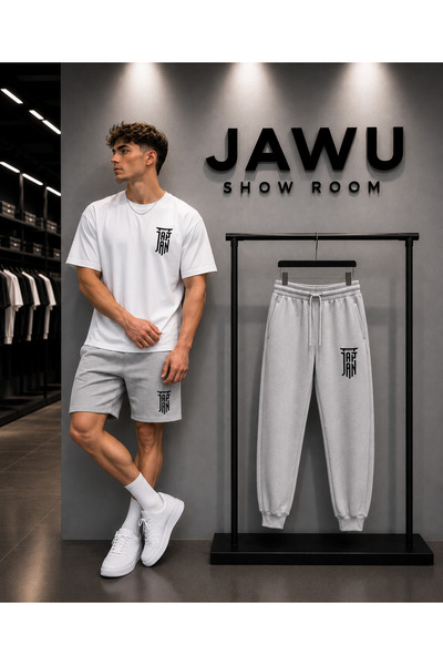 JAWÜ STYLE طقم قطني كبير الحجم مكون من 3 قطع مطبوع عليه رسومات يابانية (3 قطع)