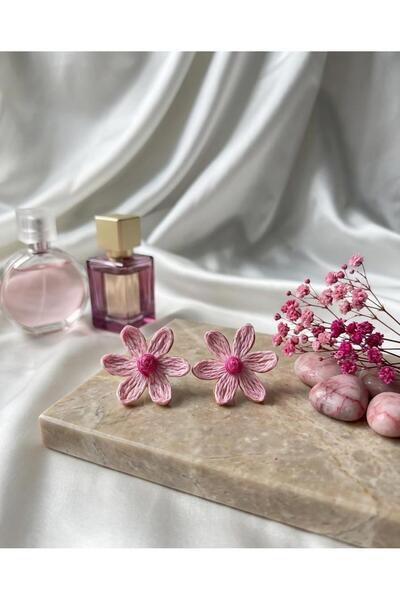 ankadizayn Wicker Jute Pink Flower Earrings
