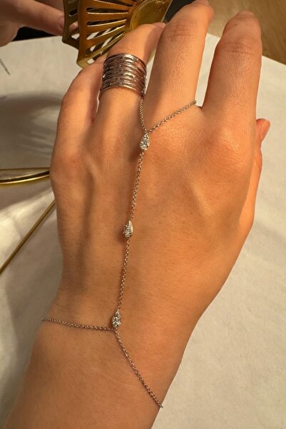 RMY MODA Women's Silver Hand Accessory Şahmeran Chain