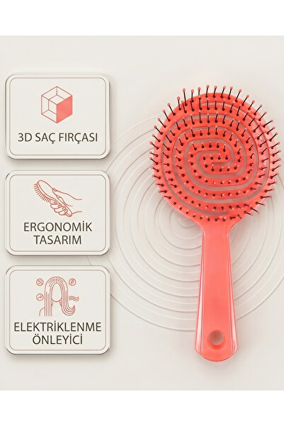 Design 3 Boyutlu Oval Saç Masaj Fırçası
