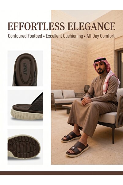 Khayrat Slipper صنادل رياضية فاخرة - جلد مخيط يدويًا - صنادل رجالية فريدة للت...