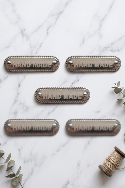 sgshobby Handmade Metal Etiket (5 Adet) - Çanta, Cüzdan İçin Bacaklı Metal Am...
