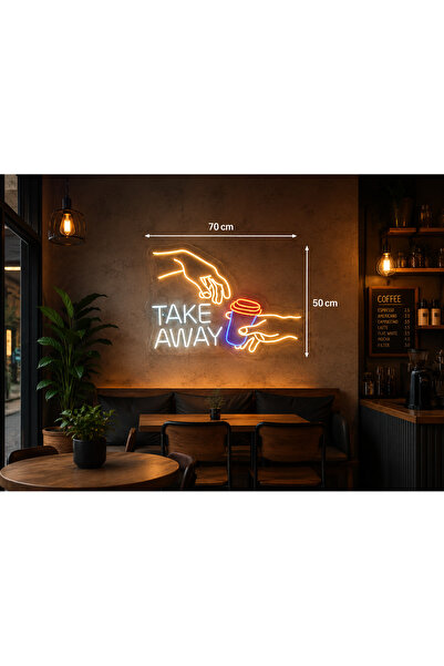 dekoraven Take Away Coffee Kahve Bardağı Figürlü Yazılı Led Neon Tabela Işıkl...