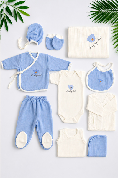Sitilin Baby Boy Newborn Muslin 100% Cotton Natural Muslin 10-Piece Luxury Ho...