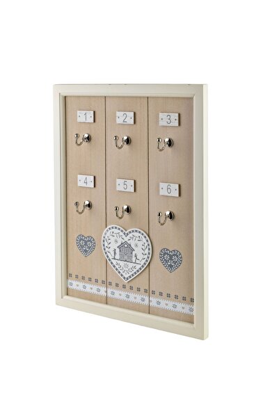 MONDEX Suport chei decorativ din lemn STACY 40x30x1.5 cm Alb/Gri 1 buc.