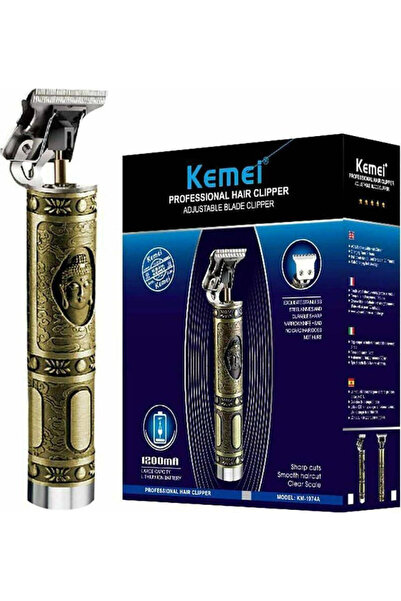 Kemei KM-1974C Επαγγελματική Επαναφορτιζόμενη Κουρευτική Μηχανή Χρυσή 5W 100-...