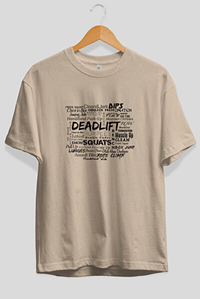 Ankhises Tricou bej cu imprimeu Deadlift Oversize, 100% bumbac, îmbrăcăminte ...