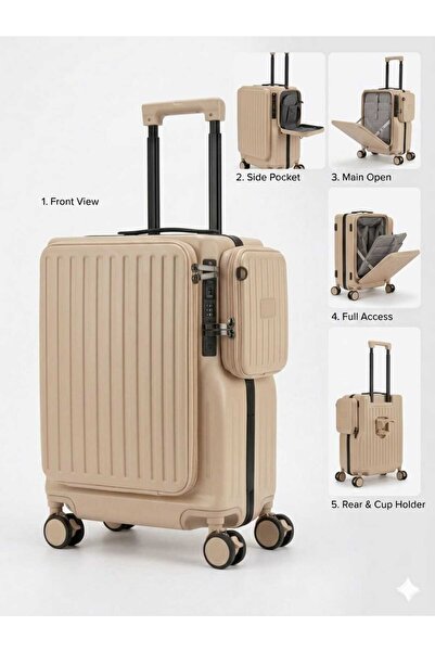 DAY BY DAY Elegant 20" Front-Open Travel Luggage with 2 Locks, Connected Roll...