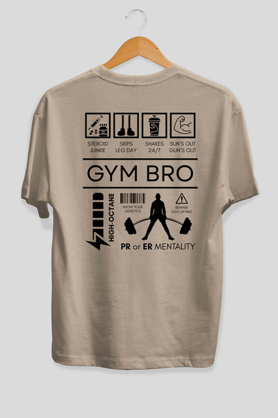 Ankhises Tricou Gym Bro oversize cu imprimeu pe spate, bej, 100% bumbac, îmbr...