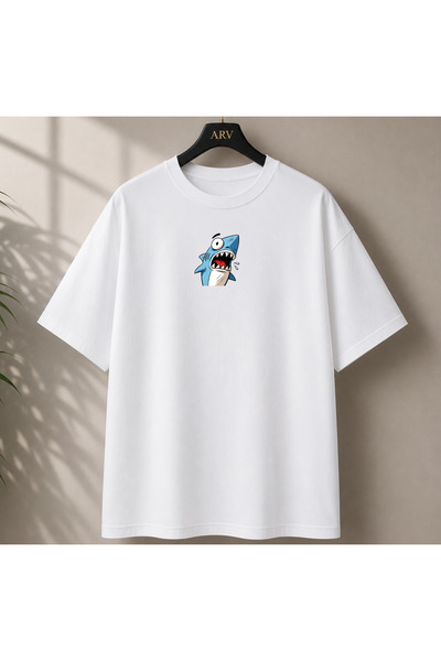 Arv T-shirt تي شيرت بتصميم سمكة القرش كبير الحجم