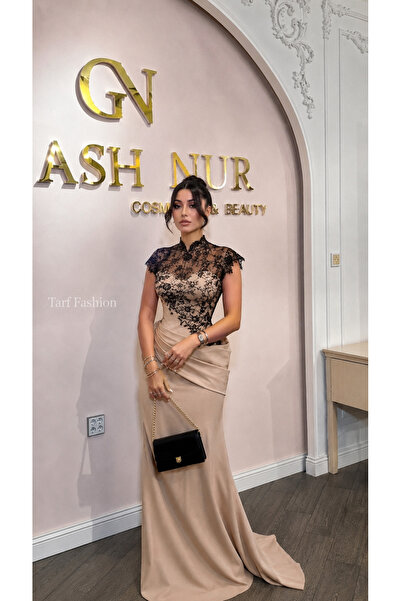 Tarf fashion فستان باربي بيج مع دانتيل انيق جدا