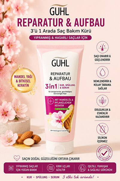 Reparatur & Aufbau 3’ü 1 Arada Saç Bakım Kürü 200 ml | Badem Yağı ve Bitkisel Keratin