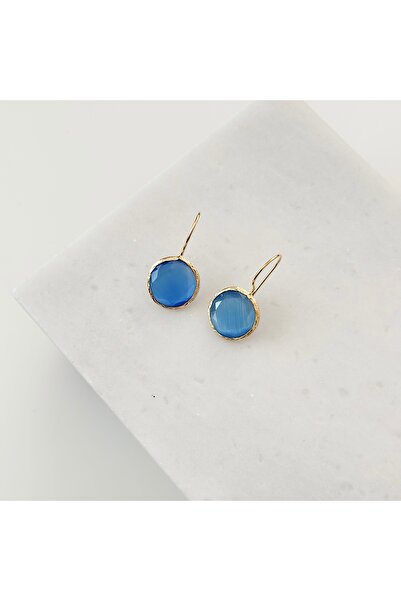 Vesce Atelier Chalcedony Round Natural Stone Earrings Blue