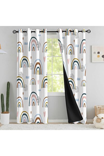 chiinvent C2 Rainbow Blackout Curtains for Kids, Cute Cartoon Curtains for Gi...