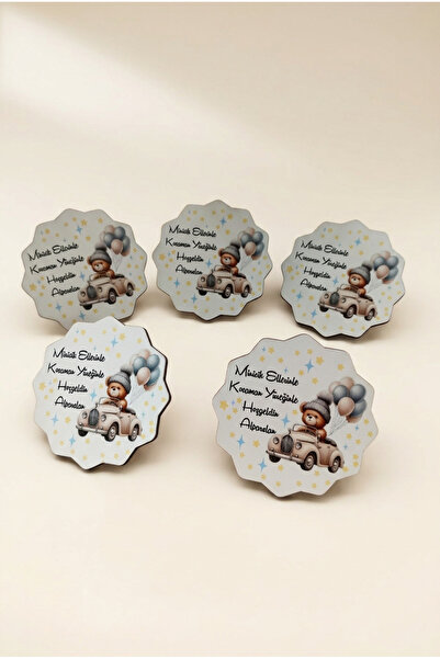 Ayıcıklı Araba Erkek Bebek Ahşap Magnet