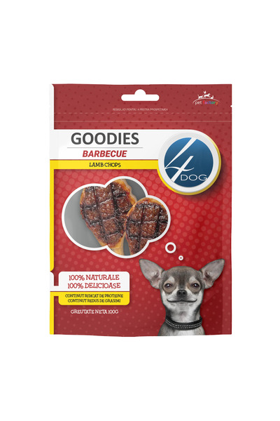 4dog GOODIES Λιχουδιές για σκύλους με αρνίσιες μπριζόλες μπάρμπεκιου 100 γρ.