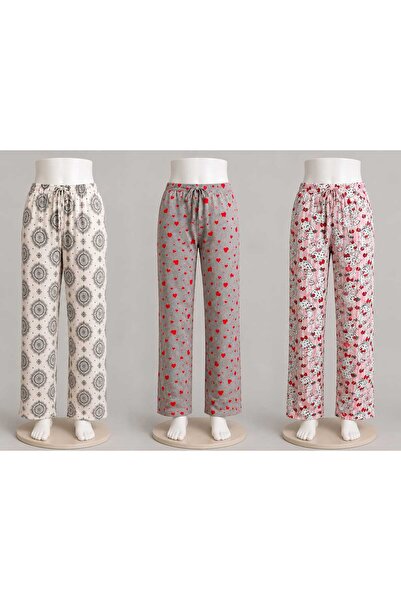 Aderente Kadın 3'Lü Süprem Kumaş Lastikli Tek Alt Pijama