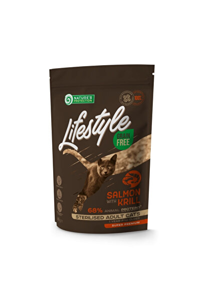 Nature's Protection Hrană pentru pisici sterilizate, fără cereale, cu somon ș...
